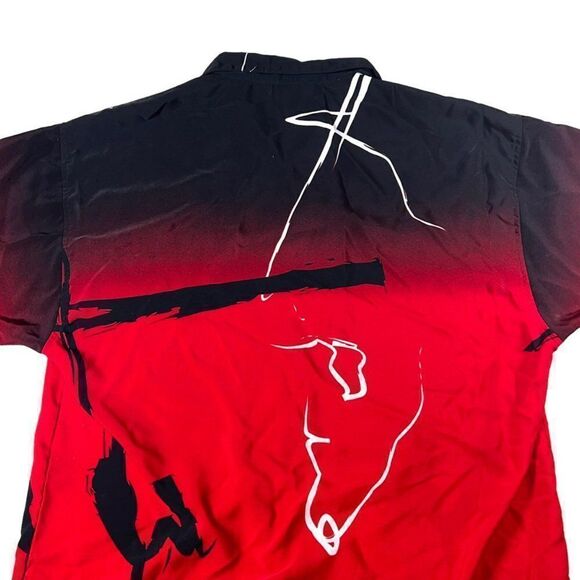 Koman Sport Vintage Y2K Anime Theme Button Down Red / Black Men's XL - Picture 7 of 9